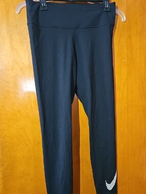 Nike Dri-Fit Black Leggings with White And Black Pattern Swoosh